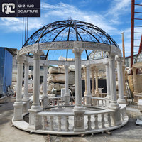 Decoración de jardín al aire libre, columna de Cúpula de Hierro redonda de lujo, pabellón de mármol blanco, cenador de boda con pasillo
