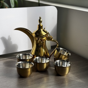 Premium Dallah Coffee <strong>Pot</strong> <strong>Set</strong> with Arabic Cups Stainless Steel for Middle Eastern <strong>Tea</strong> Coffee Service - Product Image 3