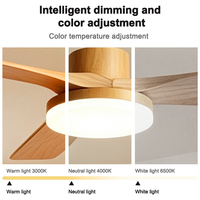 Nouveau design moderne, plafonnier LED à 5 pales en bois, couleur réglable, 36W*2, luxe, chambre à coucher, salle à manger, avec télécommande et ventilateur