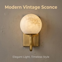Lámpara de Pared de Lujo de Latón Vintage con Mármol y Luz Blanca Cálida para Cabecera de Dormitorio, Entrada, Sala de Estar, Decoración del Hogar