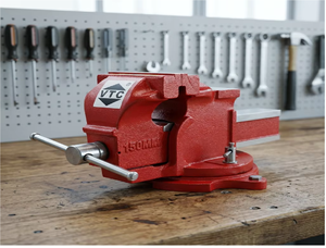 Étau d'établi VTC 150MM à mâchoires lisses et base pivotante pour travaux industriels en métallurgie - Product Image 1