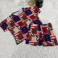 Pyjama pour enfants en bambou et élasthanne personnalisé, imprimé, deux pièces, doux, écologique, vêtements de détente bio