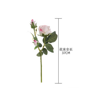 Bouquet de roses artificielles en velours CallaFloral, rouge foncé, polyester, décorations de mariage - Product Image 4