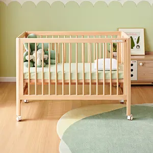 DX111001全牛现代卧室家具木架床婴儿床带床垫