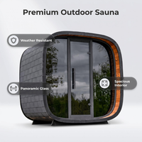 Sauna extérieur moderne de style tonneau pour 4 personnes, cabine de sauna en épicéa thermoformé avec chauffage et accessoires