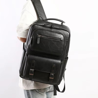 Sac à dos pour ordinateur portable en cuir PU tendance, imperméable, pour voyages d'affaires, sac d'ordinateur portable de 15,6 pouces, grande capacité, pour hommes