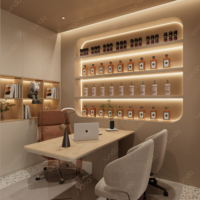 Sundo - Design personnalisé de salon de beauté de style luxueux avec éclairage LED, décoration, comptoir de réception, présentoirs complets pour l'ensemble du magasin