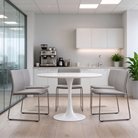 Table basse moderne DMA, en bois blanc peint, plateau circulaire avec revêtement en poudre, base en métal, pour projets commerciaux