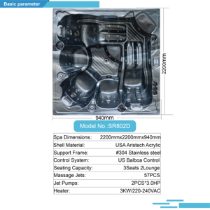 Sunrans เซ็กซี่นวดฟรีวิดีโอญี่ปุ่น 5 คนอ่างน้ําร้อนสําหรับสวนโอเอซิส Balboa หลอดร้อนอ่างสปากลางแจ้ง - Product Image 5