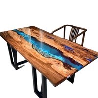 Prix d'usine table basse en résine de style naturel table de salon table à thé de salon bord vivant dalle de bois avec table à manger en époxy