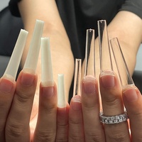 500 pièces embouts d'ongles Extra longs Nail Art Design French ballerine artificiel ABS transparent acrylique demi-couverture XXL pointes d'ongles en forme de cercueil