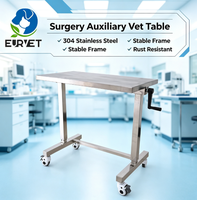 Table d'assistance mobile pour vétérinaire EUR VET, en acier inoxydable 304, réglage manuel de la hauteur, compatible avec les tables d'opération