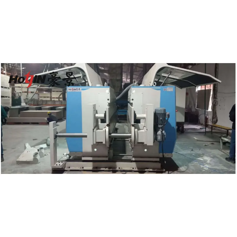 Wall panel double end tenoner for wood product processing line