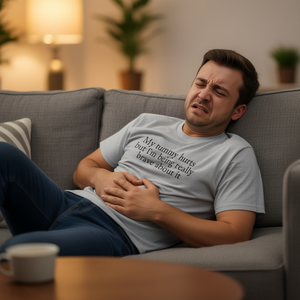 T-shirt « Mon ventre fait mal » – T-shirt drôle pour les survivants de maux de ventre, cadeau ironique et sarcastique, t-shirt humoristique - Product Image 3
