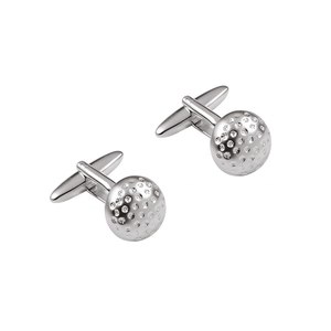 Gemelli da Uomo con Design a Pallina da Golf, Diametro 14mm, Tonalità Argento, Accessorio Formale - Product Image 1