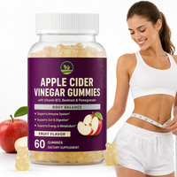 Bonbons gélifiés au vinaigre de cidre de pomme pour adultes OEM, pour une peau éclatante, la perte de poids, la détoxification, la santé digestive, 60 unités, compléments alimentaires à mâcher