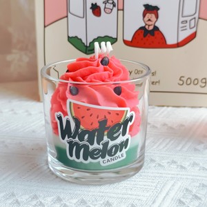 Watermelon Ice Cream Scented Candle Glass <b>Cup</b> Soy Wax Creative Home Decor Wedding Party Favor Gift - Product Image 4