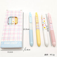 Ensemble de 4 stylos gel rétractables à motifs écossais et pois, couleurs pastel bonbon, pointe fine 0,5 mm, séchage rapide, écriture fluide, stylo à clic