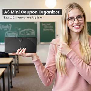 แฟ้มเก็บใบเสร็จแบบพับ 13 ช่อง ขนาด A6 แพ็ค 2 ชิ้น แฟ้มเก็บคูปองแบบพับขนาดเล็ก พร้อมป้ายชื่อ สีชมพู ผลิตในประเทศจีน - Product Image 6