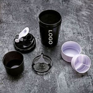 Botella Deportiva de Plástico de 500 ml, Libre de BPA, para Gimnasio, con Contenedor para Proteínas - Product Image 1