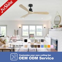 Ventilateur de plafond 1stshine en bois massif 100-240v de qualité professionnelle pour intérieur, haute efficacité, commande vocale, application mobile