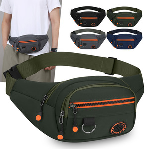 Men's Waist Bag Oxford Cloth Waterproof Large Capacity Multi Functional Everyday Use Solid Color Chest Bag Gray Military Green - Product Image 4