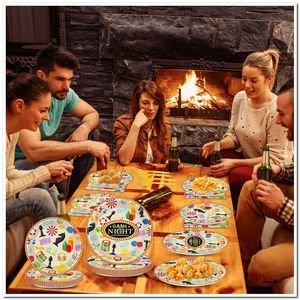 Assiettes et serviettes pour soirée jeux, fournitures de fête sur le thème du casino, ensemble de cadeaux personnalisés pour événements, décorations d'<span class=keywords><strong>anniversaire</strong></span> - Product Image 1