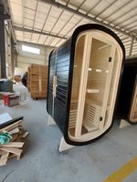 Cabine de sauna extérieure ovale à bords arrondis, vente en gros d'usine, sauna moderne en bois avec façade en verre et structure incurvée
