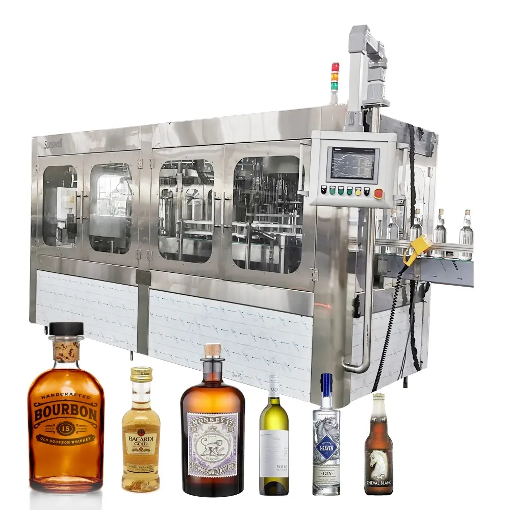 Machine de remplissage automatique à petite échelle 500 bph, pour bouteilles en verre, vodka, machine de remplissage de vin, en vente, avec couvercle rpp, type T