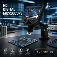 Microscopio Digital Electrónico de Video 600X con Pantalla LCD HD de 4.3 Pulgadas, Microscopio Digital para Soldadura y Diamantes