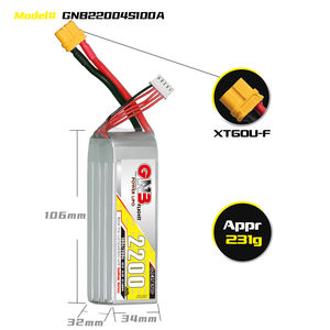 Batterie LiPo GaoNeng GNB 4S 2200mAh 14.8V 100C XT60 pour Drone RC UAV, haute performance de décharge, moule privé - Product Image 4