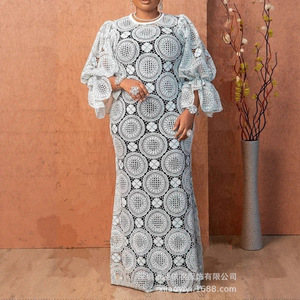 Nuovo Abito Lungo da Donna <span class=keywords><strong>Taglie</strong></span> <span class=keywords><strong>Forti</strong></span> con Maniche a Petalo in Pizzo, Elegante per il Lavoro - Product Image 2