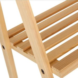 Étagère de rangement en forme d'échelle à 4 niveaux en bois de sapin naturel 42x43x134 cm, unité d'étagérage pour la maison, le bureau ou l'exposition - Product Image 3
