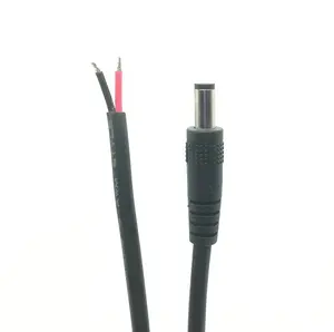 Custom DC 5.5*2.1mm 5.5*2.5mm Male Female to open End Stripped Wire DC Pigtail Cable DC5521 DC5525 DC power extension cable