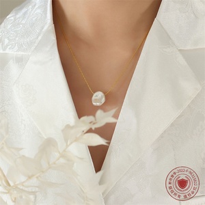 ที่นิยม INS เครื่องประดับสแตนเลสสร้อยคอจี้มุกชุบทองไม่สม่ำเสมอ - Product Image 5