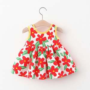 Ropa Infantil al por Mayor, Vestido de Fiesta para Niñas, de Algodón, sin Mangas, con Lazo Decorativo y Estampado Completo - Product Image 2