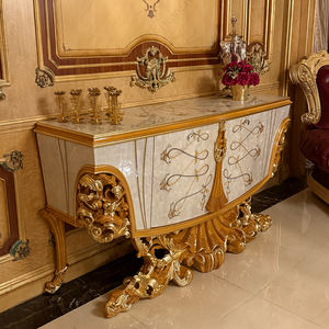 نحت على الطراز الباروكي الإيطالي ، دولاب جانبي كلاسيكي فاخر من الذهب الأبيض لغرف المعيشة في الفيلا ، ردهة الفندق - Product Image 2