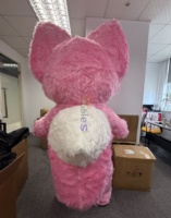 Costume de dessin animé en peluche gonflable rose Lina Bell costumes de mascotte gonflables de renard en peluche rose pour adulte