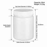 Flacon de pilules en HDPE de 50 ml avec bouchon à vis en forme de flèche, certifié GMP, flacon à médicaments, fabricant de logo personnalisé