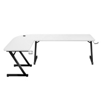 Pieds en forme de Z avec logo OEM Surface en fibre de carbone pour bureau de couleur blanche Prise USB LED RGB Bureau d'ordinateur de jeu
