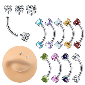 Zesen 16G Titane Corps Bijoux ASTM-F136 G23 <span class=keywords><strong>Prince</strong></span> <span class=keywords><strong>Albert</strong></span> Sourcil <span class=keywords><strong>Anneau</strong></span> Fileté Daith Boucle D'oreille Zircon Rhodium - Product Image 1