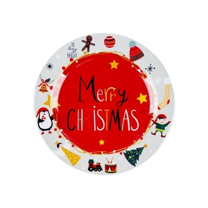 Platos <span class=keywords><strong>de</strong></span> Postre <span class=keywords><strong>de</strong></span> Melamina Reutilizables Bestwares <span class=keywords><strong>de</strong></span> 9 y 11 Pulgadas con Diseño Navideño <span class=keywords><strong>de</strong></span> Dibujos Animados <span class=keywords><strong>de</strong></span> Duendes y Árboles, Irrompibles, para Fiestas - Product Image 1