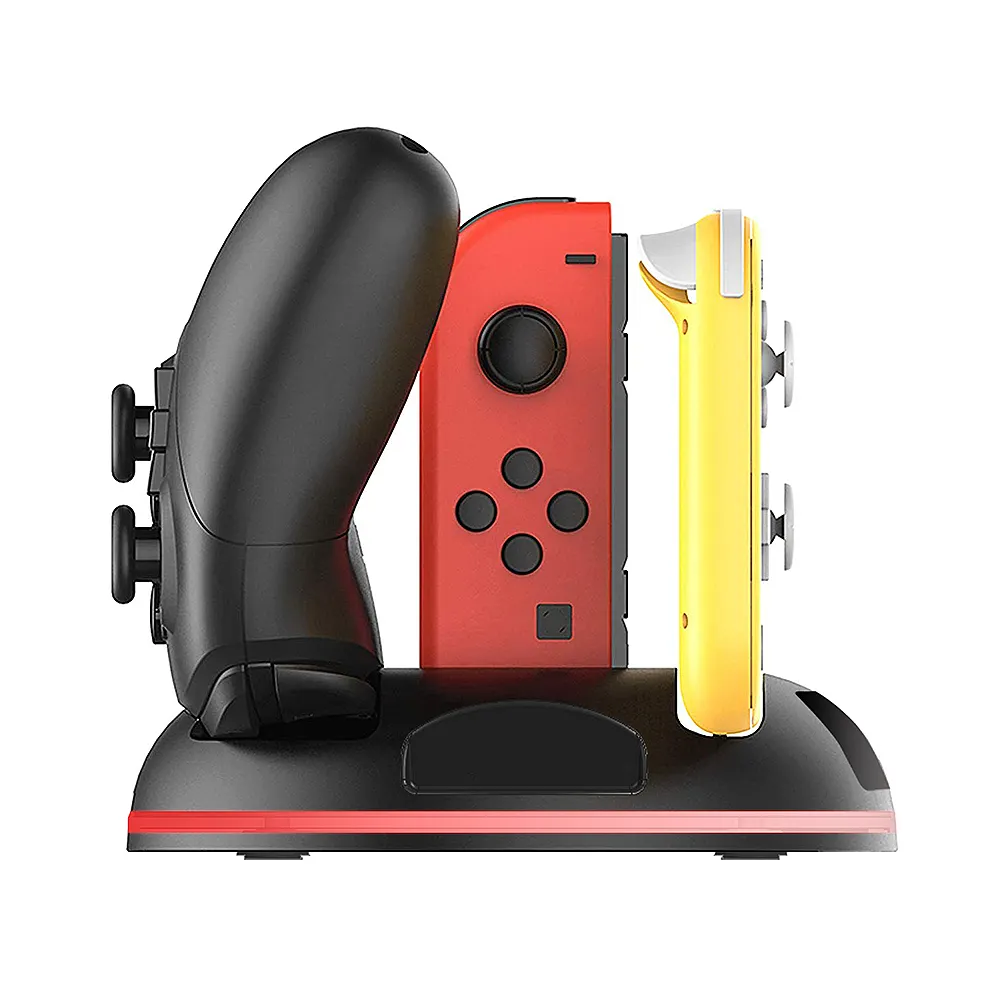 4-in-1 Charger Station with Type-C Interfaces/LED Indicator Compatible For N-Switch Lite(Fast Charge)/ Joy-Con/Pro Controller