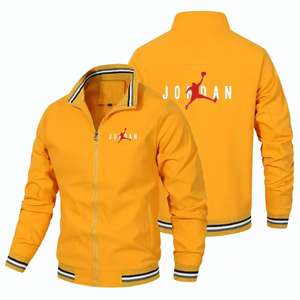 男士复古防水运动风衣夹克定制尼龙高尔夫飞行员风格素色帆布批发厂家信 - Product Image 5