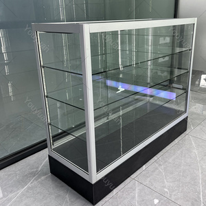 Modern Aluminum Standing Glass <strong>Display</strong> <strong>Case</strong> with LED Lighting Lockable Retail <strong>Display</strong> Cabinets for Smoke Shop or Mobile Phone - Product Image 2