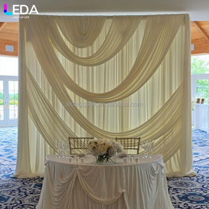 ฉากหลังผ้าสีขาวเรียบหรูสำหรับงานแต่งงานในร่ม LEDA พร้อมผ้าประดับตกแต่ง - Product Image 3