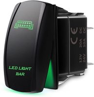Interrupteur à bascule LED étanche IP65 20A 12V 5 broches ON-OFF SPST, gravé au laser, qualité marine, montage sur panneau, ABS+PC supérieur