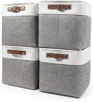 Panier de rangement pliable grande capacité en coton et lin avec poignées – Design carré moderne polyvalent pour vêtements, serviettes, livres, articles ménagers