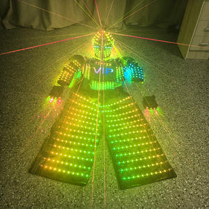 Costume de scène unisexe pour adulte avec impression lumineuse en polyester/rayonne, <span class=keywords><strong>casque</strong></span> laser et gants colorés pour bar KTV - Product Image 2