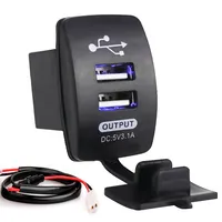 Cargador de coche y motocicleta con USB dual de 12-24V, 5V 31A, ajuste universal estándar para coche eléctrico, ATV, barco